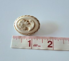 Hand Painted Molded Porcelain Brooch silhouette Cameo Victorian Style Vtg
