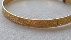 Sweet Tiny Antique Victorian 12K GF BABY CHILD Sliding Engraved Bangle Bracelet