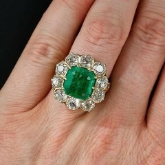 Art Deco Antique 3.50Ct Natural Emerald Vintage Wedding Ring 925 Sterling Silver