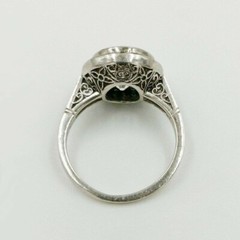Art Deco Lab-Created Diamond & Emerald Halo Wedding 14K White Gold Filled Ring