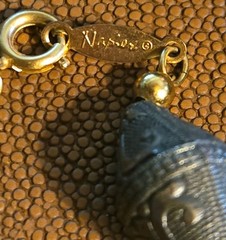 Vintage Napier Victorian Revival Necklace Faux Metal Barrel Beads Gold Tone…