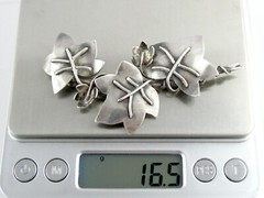 Designer OV Sterling Silver Ivy Vine Leaves Brooch Pin 925 16.5g 3.25 Inches