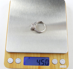 Vintage Solid 14K White Gold Ring CZ Cluster Engagement Cocktail Fine Jewelry