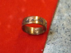 Vintage Solid Copper Bell Ring Sz 5 Native American, Stamping