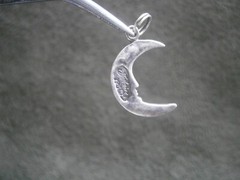 Jezlaine Crescent Moon Vintage Sterling Silver Crystal Bracelet Charm Pendant