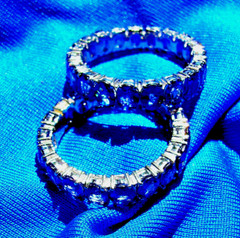 Original EARTH MINED SAPPHIRE Deco Band SOLID 14K GOLD Eternity Anniversary Ring