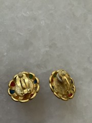 Vintage Anne Klein Gold Tone Faux Pearl Rhinestone Accent Clip On Earrings