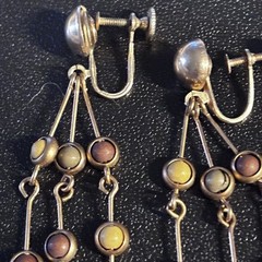 Hand made from vintage parts vintage dangling balls screw earrings 3 3/4″ long