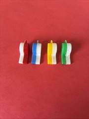 4 Vintage Charm Bracelet Whistles in different colors, 1.25″ Tall, All 4 Work