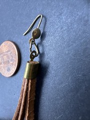 Vintage Brown Boho 3” Earrings Shell Wood Leather Earrings