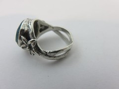 Ancient Roman Glass Ring Sterling Silver Israel Size 6 w/COA