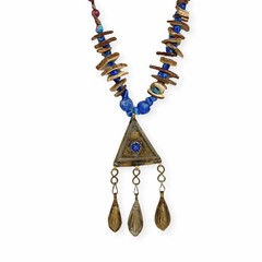 Artisan Coconut Shell Pendant Necklace Dangle Chips Tribal Beaded Boho Chic