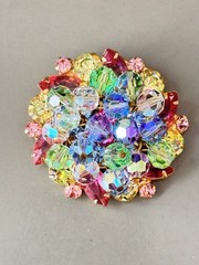 Vintage Verified JULIANA D&E Pastel Glass Beads Bracelet Brooch Earring Set