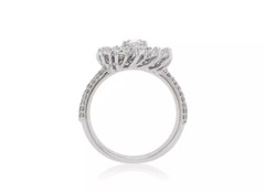 Lab-Created Glittering White Pear, Oval & Round Cut 1.46CT Diamonds Flower Ring