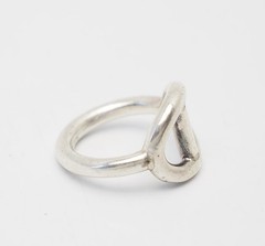 Vintage sterling silver modern buckle shape round band ring sz 6