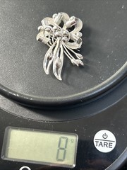 Vintage Sterling Silver Leaf & Ribbon Brooch Pendant / Pin, 8g, Mid-Century 2”