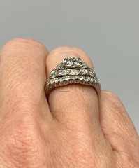 2Ct Round Cut Stone Vintage Art Deco Wedding Bridal Ring Set 14Kt White Gold Fn