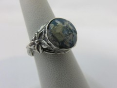 Ancient Roman Glass Ring Sterling Silver Israel Size 6 w/COA
