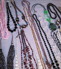 Great Lot 39 Vintage to More Modern Glass Bead Necklaces Many Colors