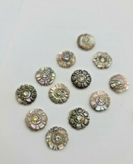 RARE Vintage Hand Carved Abalone Flower Cabs For Jewelry Or Craft 20 Pcs