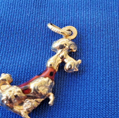 Original 14K GOLD Dog Pendant Exotic Rare Poodle Enamel Vest k9 Charm Medallion