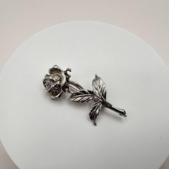 Vintage Rose Flower Brooch Silver Tone Romantic Cottagecore Garden Floral
