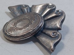RARE ANTIQUE Locket Sterling Silver Brooch/ Pin COLLECTIBLE 2 1/4″ W X1 5/8″HIGH