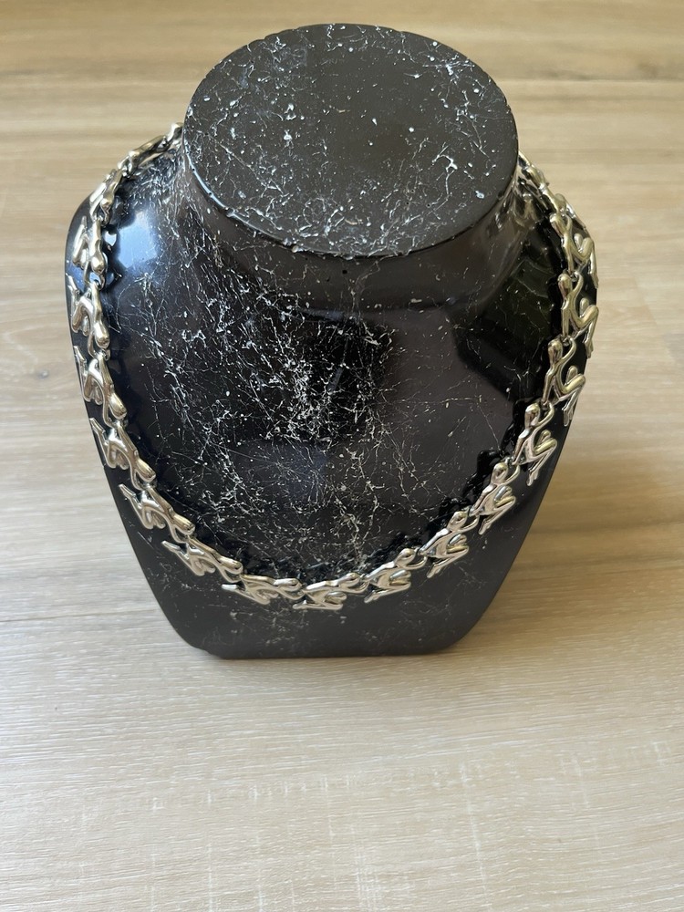 Vintage Person Link Chain Silver Necklace Modern Statement Unique- 24 Inch