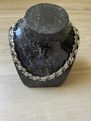 Vintage Person Link Chain Silver Necklace Modern Statement Unique- 24 Inch