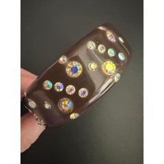Vintage Bangle Bracelet Rhinestone Acrylic Retro Brown