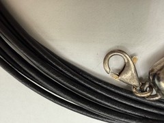 STERLING SILVER MULTI ROW LEATHER CORD MODERNIST NECKLACE SLIDING PENDANT 16″
