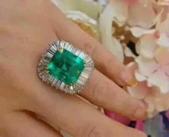 Vintage Art Deco Style 4.15Ct Lab Created Emerald Diamond 14K White Gold FN Ring
