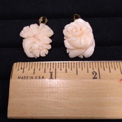 Light Pink Flower Two Stone Pendants Gold Tone