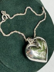 Vintage 7″ 925 Italian ISC sterling silver bracelet w/large puffed heart — A