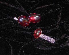VINTAGE SILVERTONE CABOCHON CUFFLINKS & MATCHING TIE CLIP BAR UNMARKED NICE!