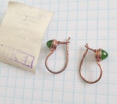 Vintage Earrings Nephrite Stones Gilding Silver 875 star USSR time Women Jewelry
