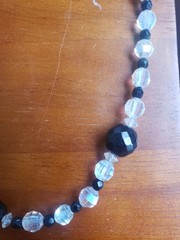 Lot 3 Vintage Glass Jet Crystal Rhinestone Neckaces