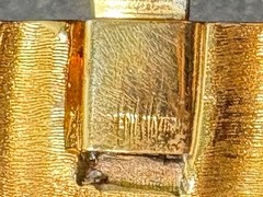 RARE Signed Mazer Rhinestone Inset Gold Tone Metal Cuff or Hinged Bracelet