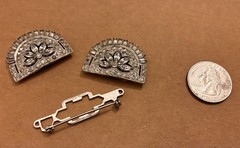 Vintage 1930s Art Deco Coro Duette Brooch Clip Earrings Rhinestone Signed