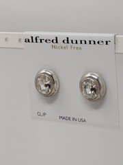 Vintage Alfred Dunner Crystal Clip-On Earrings Silver Tone Nickel Free USA