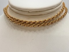 Vintage Signed Monet Necklace Gold Tone Rope Chain 24 inch Classic 1980s Estate