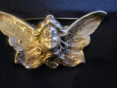 Sterling Art Nouveau Style Butterfly Fairy Angel Brooch-42 ounces Signed J.B.