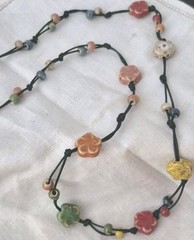 Multicolor Ceramic Bead Porcelain Necklace Bohemian Long Necklace Hippie Boho