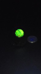 Uranium white glass cabochon hand wired copper ring size 8