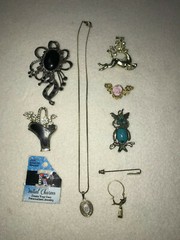Brooches Hat Pin Charm Holder Charm Reindeer Owl Floral Rose Lot Of 9 Jewelry
