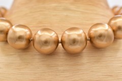 Vintage Chunky Gold Pearl Choker Necklace Large Beaded Statement Collar 80s BinI