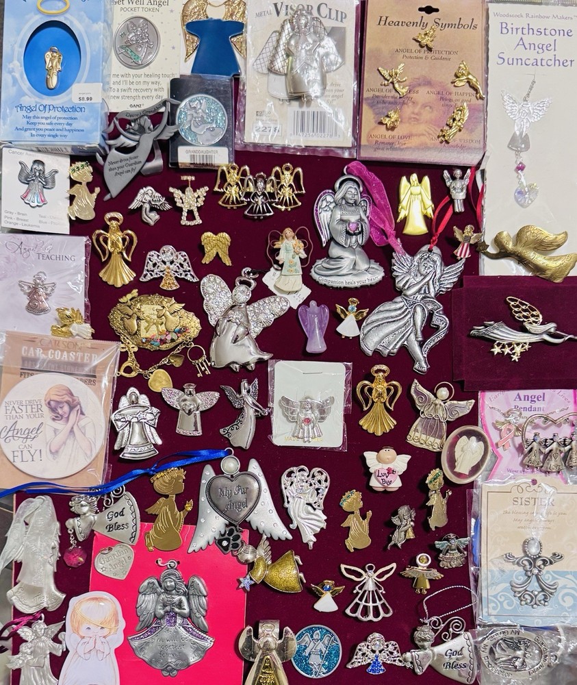 Vintage Estate Angel Religious PJewelry Lot 68 Pieces WHBM GLORIA DUCHIN AAi Baj