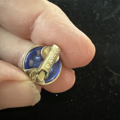 Vintage Retro BLUE & Gold Button Clip on Earrings from Avon Costume Jewelry