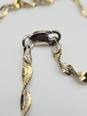 Dyadema Sterling Silver Vermeil Twisted Herringbone 2.5mm Chain Necklace 18″