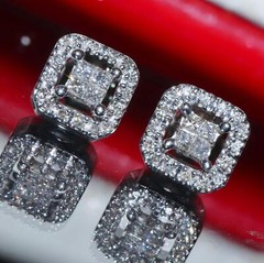 10k w/gold earrings 0.25ct natural diamond invisible set screwback 1.60gr N3650